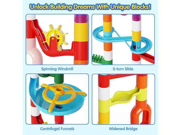 MaxTronic 110pc Marble Maze STEM Kids