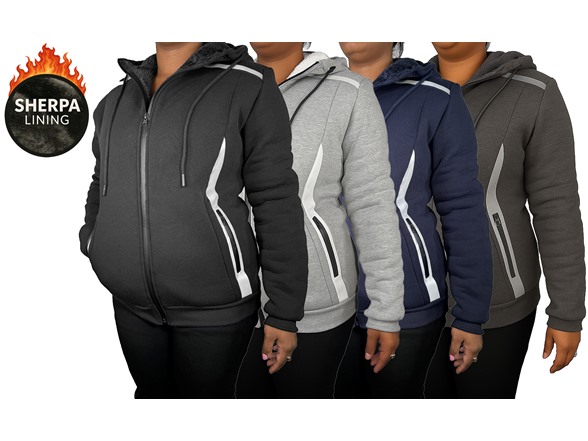 3Pk Womens Sherpa Reflective Tech Zip Hoodie
