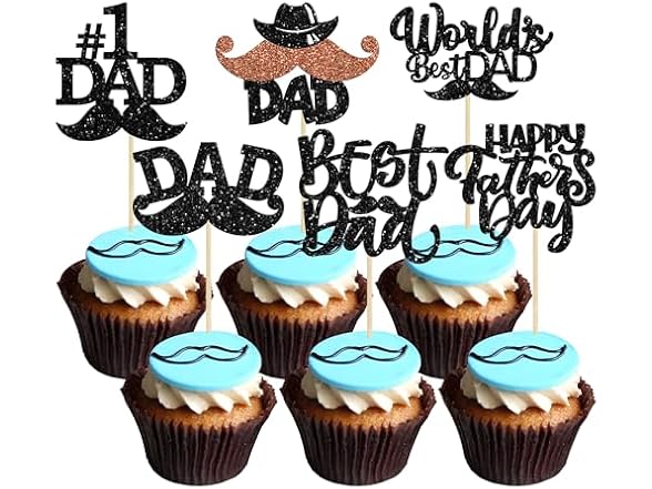 Gyufise 24Pcs Happy Father's Day Toppers