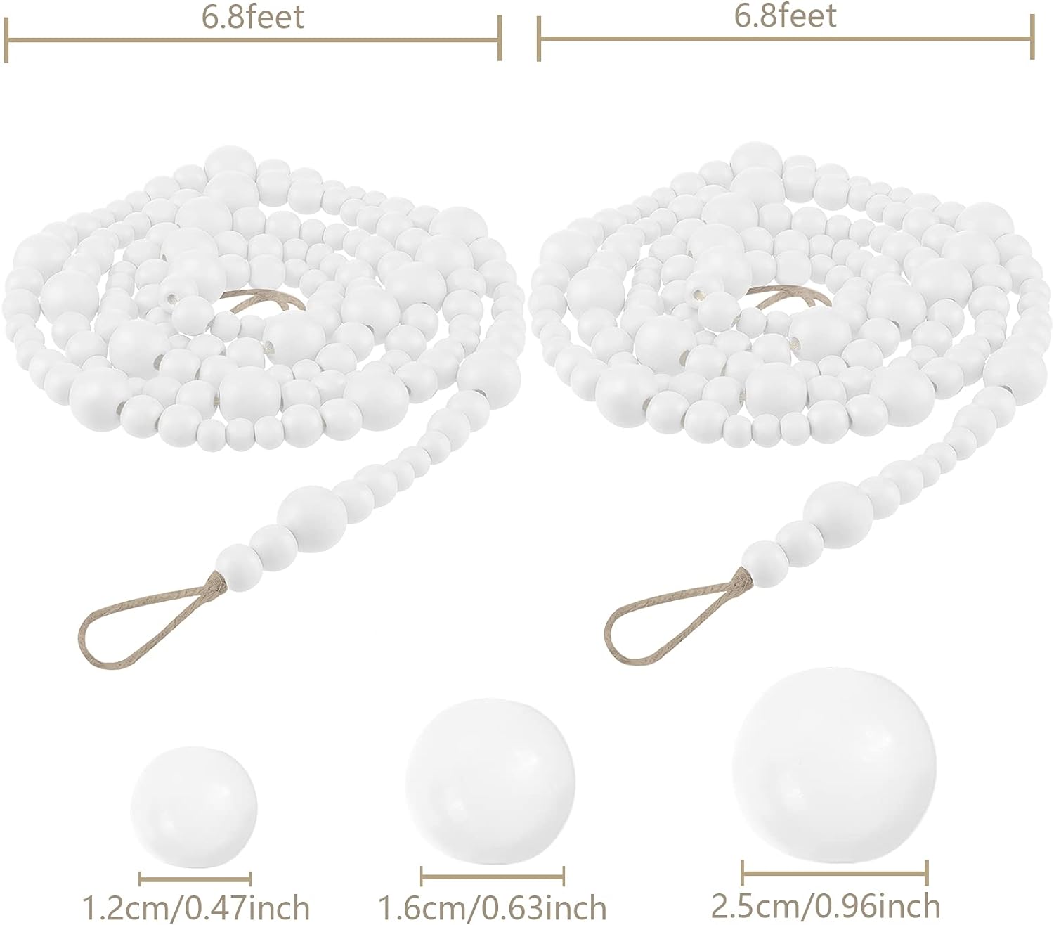 13.6' Christmas Wooden Garland Beads - Gallery 4