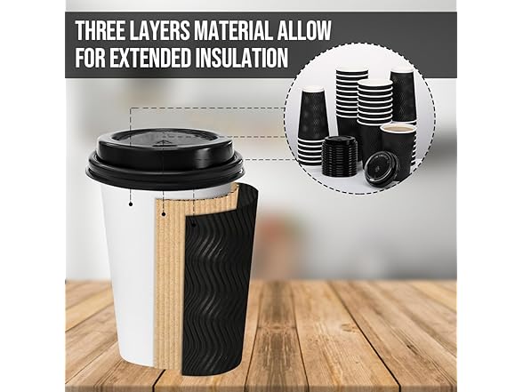 (100 Pack) 16 oz Coffee Cups with Lids