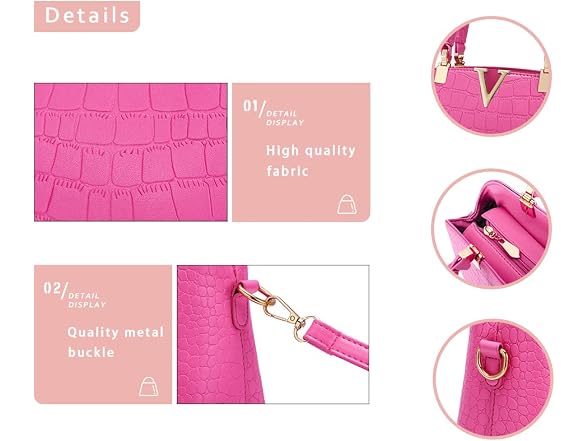 JHVYF Hot Pink Purse Womens Handbag