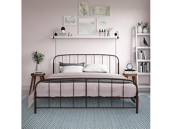 DHP Lafayette Metal Platform King Bed with Rustic Style