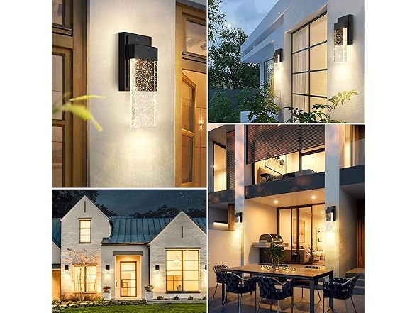 BesLowe Outdoor Wall Light Fixtures with Crystal Bubble Glass
