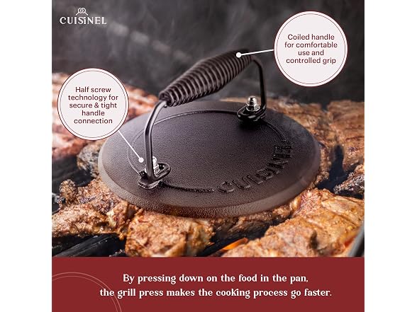 Cast Iron Skillet + Grill Press Set 12"