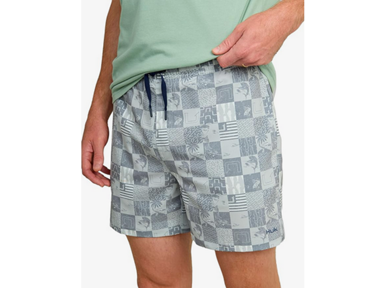 HUK Men's Standard Pursuit Volley Pattern, Quick-Dry Swim Shorts, Harbor Mist 2.0