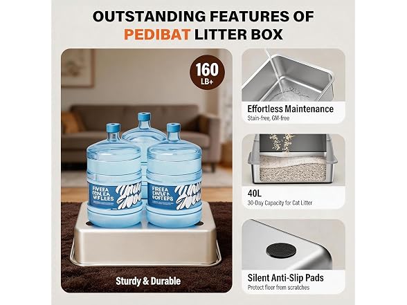 CatbruLop Stainless Steel Litter Box with Lid