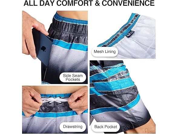 Kanu Surf Men's Black/Aqua Swim Trunks (M)