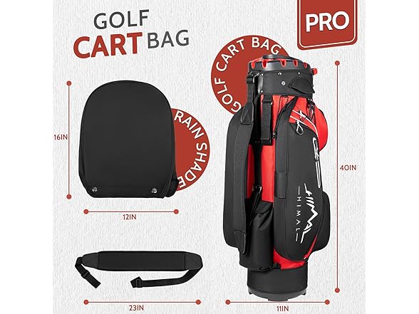 UNIHIMAL BC6275260307559 Red Golf Cart Bag Pro