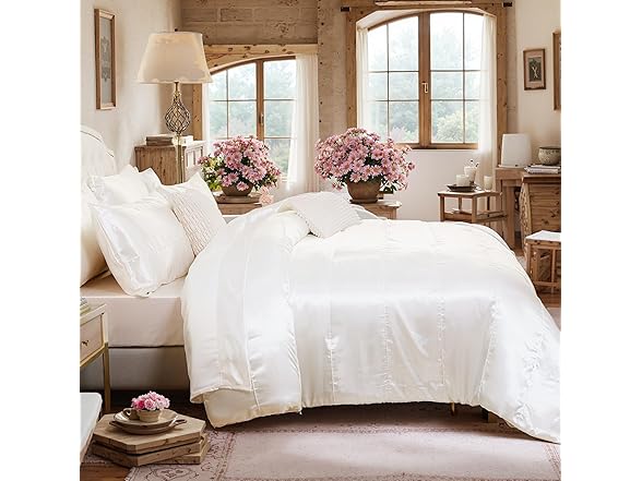 Chumerry White Satin Comforter Queen