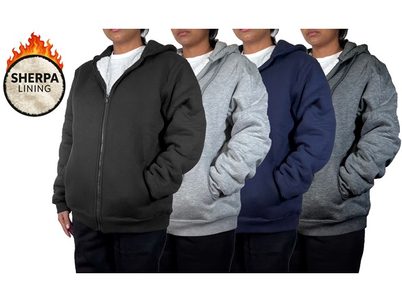 (1 or 2Pk) Womens Heavyweight Sherpa Zip Hoodie