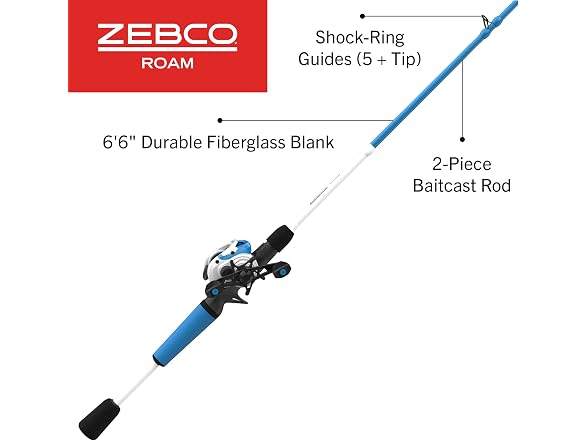 Zebco Roam Baitcast Reel and Fishing Rod Combo
