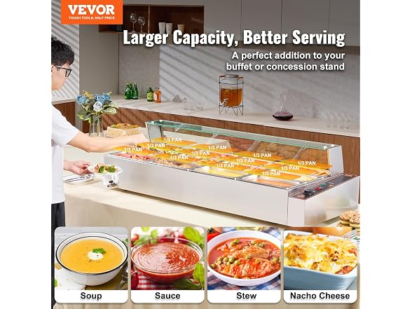 VEVOR 12-Pan Commercial Food Warmer, 12