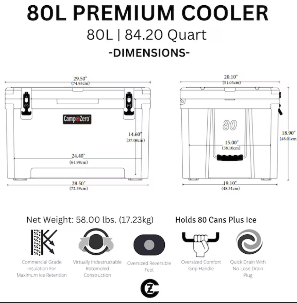 CAMP-ZERO Hard Cooler - 80L - Gallery 20