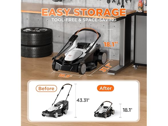 Litheli 18-inch 40V Brushless Lawn Mower