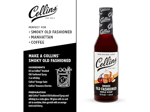 Collins Smoked Old Fashioned Cocktail Syrup