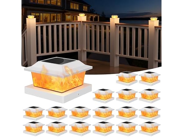 Flyingod White Solar Post Cap Lights White