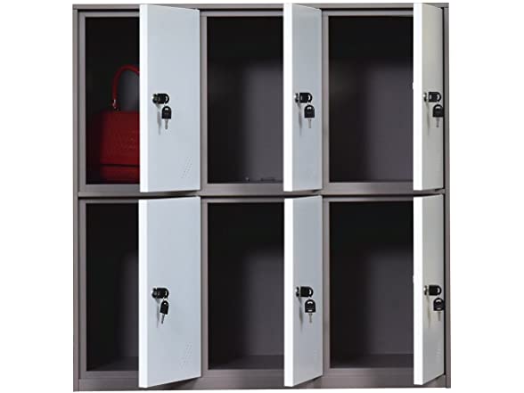thumbnail image 2 of MECOLOR 6-Door Metal Storage Cabinet - 90x90x45cm, Black, Lockable, For Home, Office, Garage 2 of 12