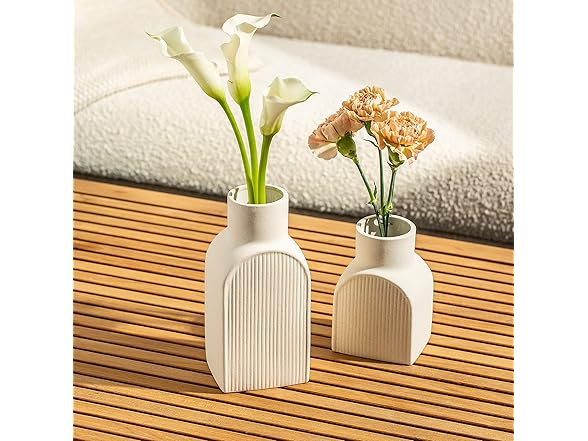 Home Habitat Ceramic Ribbed Vases