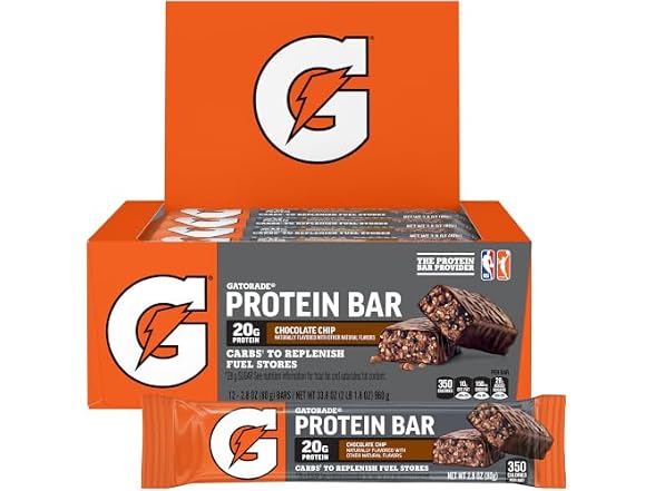 Gatorade Whey Protein Bars Chocolate Chip 12pk
