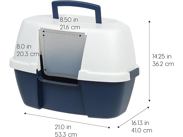 IRIS USA Large Corner Cat Litter Box with Lid