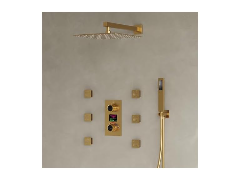 EVERSTEIN SFS-1014-GD12 Brushed Gold shower jets syste