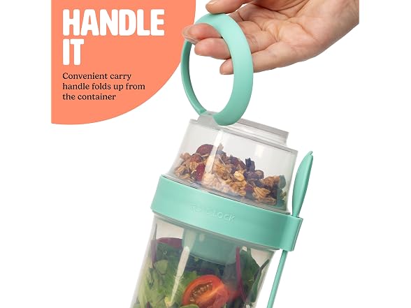 Tasty Salad Shakers with Sporks, 2-Pack Set, Aqua