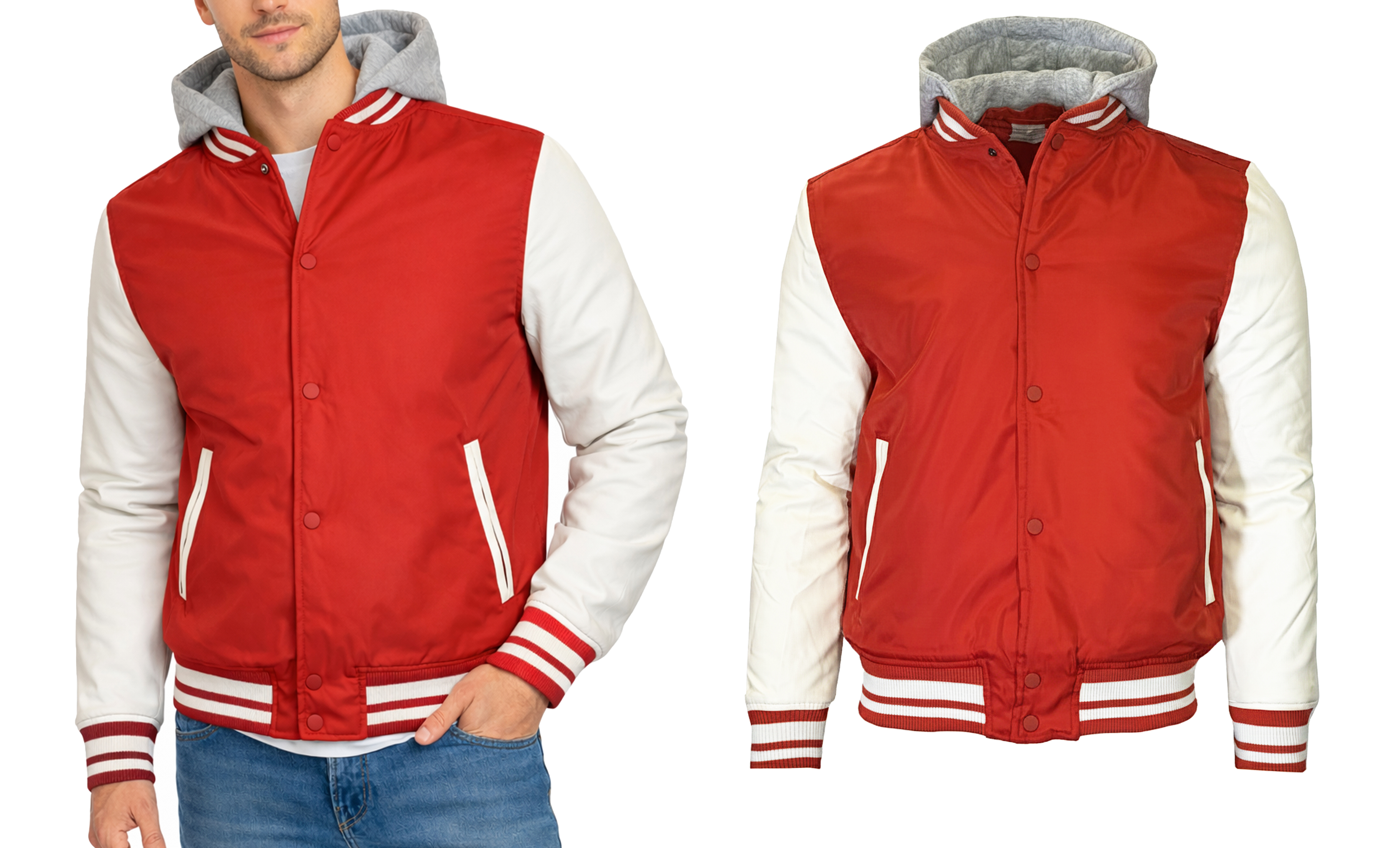 Mens Heavyweight Hooded Varsity Jacket (S-3XL) - Gallery 21