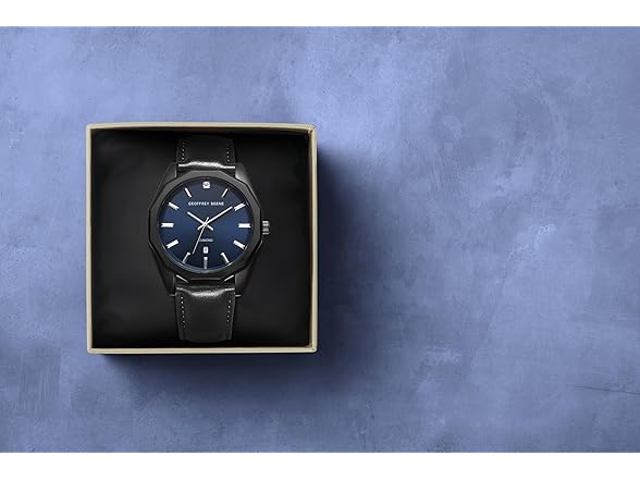 Geoffrey Beene Men Gunmetal Leather Watch