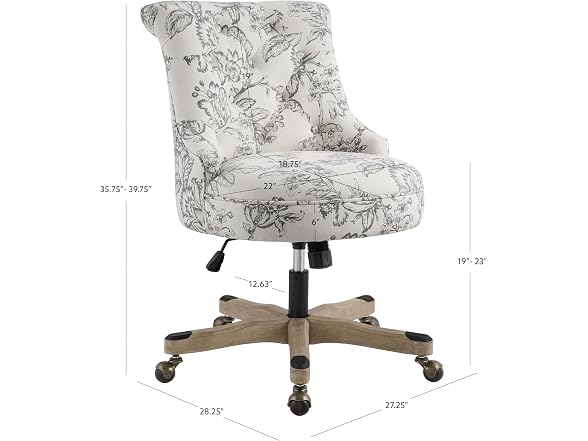 Linon Home Décor Leslie Floral Office Chair