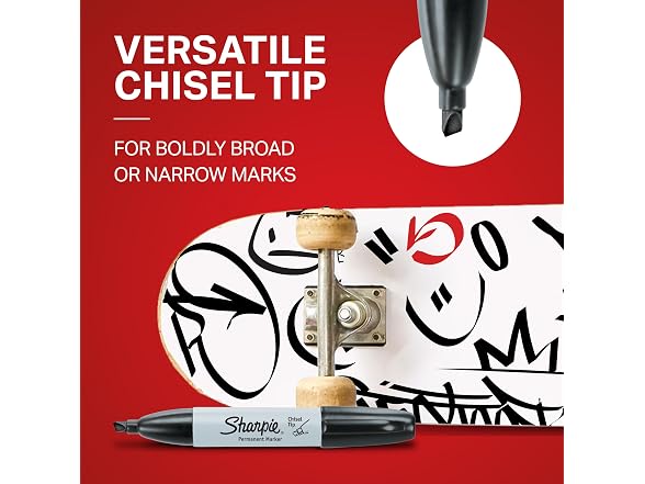 Sharpie Permanent Markers, Chisel Tip, Black,