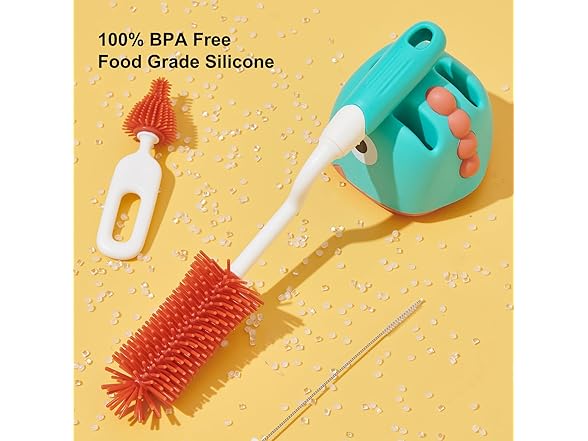 Rabbit Baba Silicone 4-in-1 Baby Bottle Brush Set