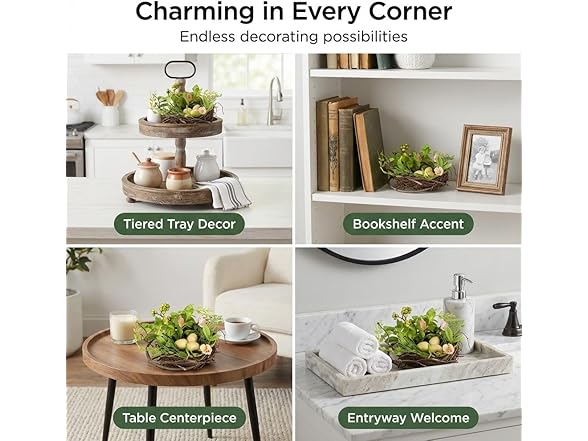 6 Inch Blossom Bird’s Nest with Eggs