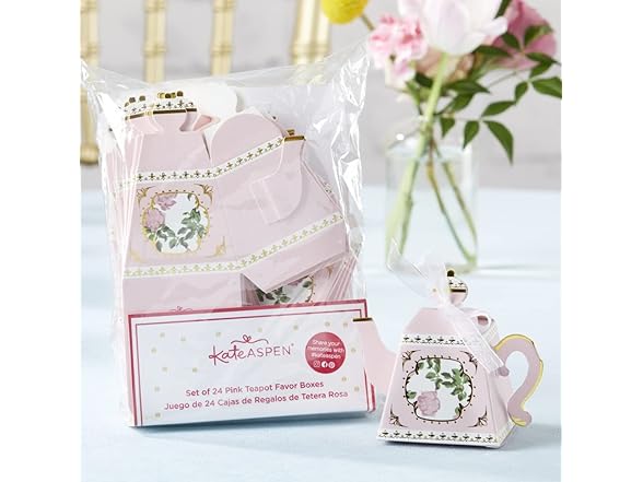 Kate Aspen Teapot Tea Party Favor Box (Set of 24)