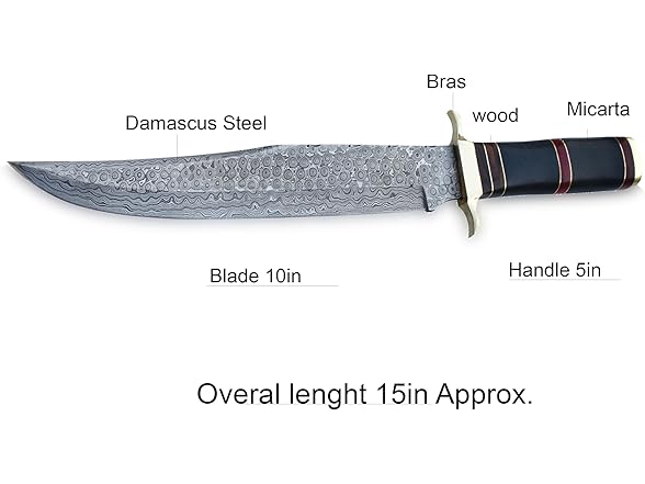 Classic 15-Inch Damascus Bowie Knife