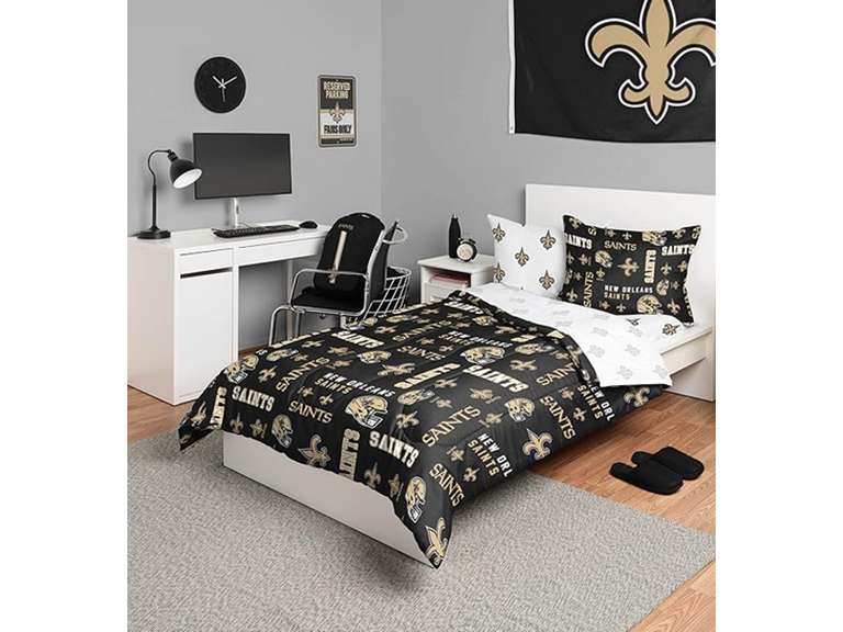 FOCO New Orleans Saints NFL Team Color Bed In a Bag Comforter Bedding 5 Piece Twin Set