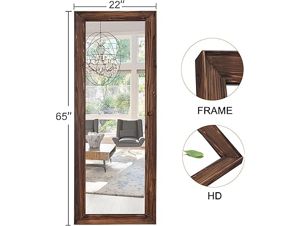 Trvone Solid Wood Frame Floor Mirror 65"x22