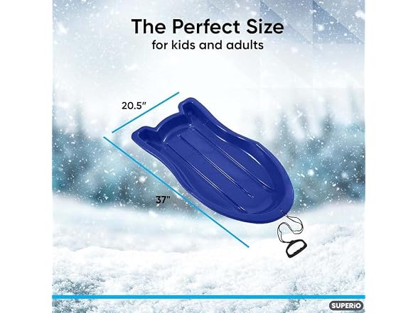 Superio Toboggan Snow Sled 37" Plastic Sled 12 Pack