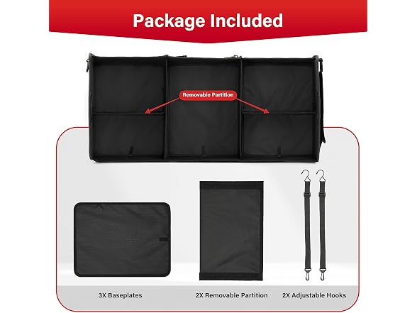 Simple Deluxe Car Trunk Organizer, Large Size, Black 