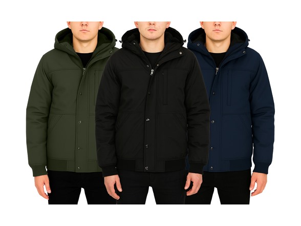Mens Sherpa Lined Hooded Bomber Jacket