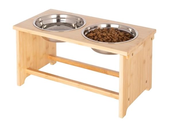 Elevated Dog Bowls w/ Bamboo Stand
