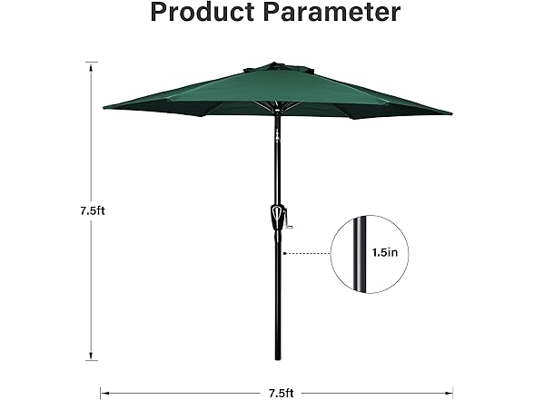 Simple Deluxe 2-Pack 7.5' Patio Umbrella, Green 2 Pack