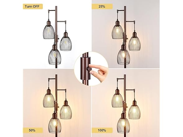Dimmable Floor Lamp w/3 Teardrop Shackles
