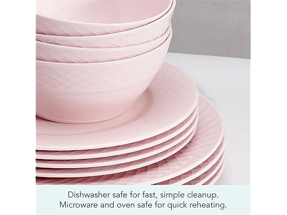Miksa Trellis Pink Bone China Service for 4
