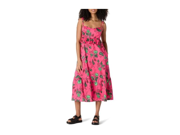 Hot Pink Red Leafy Floral