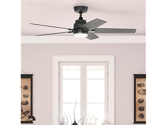 thumbnail image 2 of Hunter 52-Inch Matte Black Ceiling Fan With LED Light And Remote - Perfect For Living Room, Bedroom, Or Home Office (Refurbished) 2 of 6