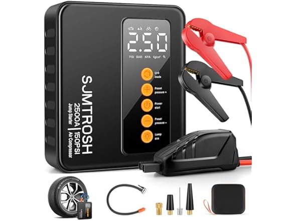 SJMTROSH Jump Starter with Air Compressor, 2500A