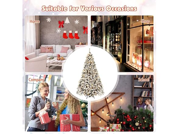 Goplus 7.5ft Pre-Lit Artificial Christmas Tree