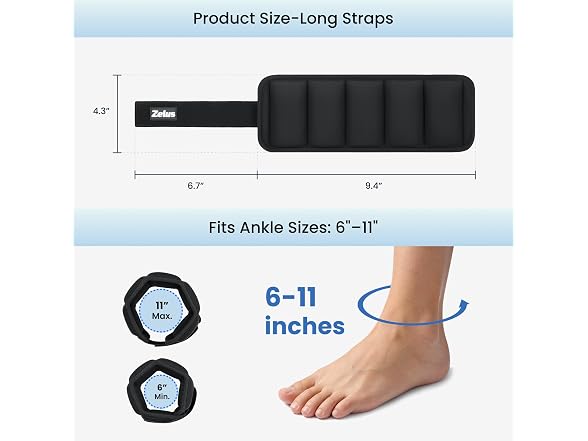 ZELUS Adjustable Ankle Weights 4lbs Pair