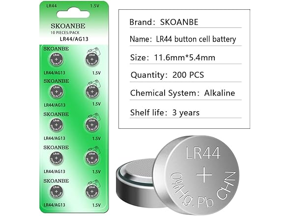 200 PC 1.5V AG13 Alkaline Watch Battery